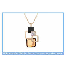 France fashion 18k gold-plated magic cube geometry popular crystal sweater necklace